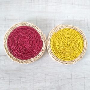 Tea Coaster Round Shape (Yellow+Red)