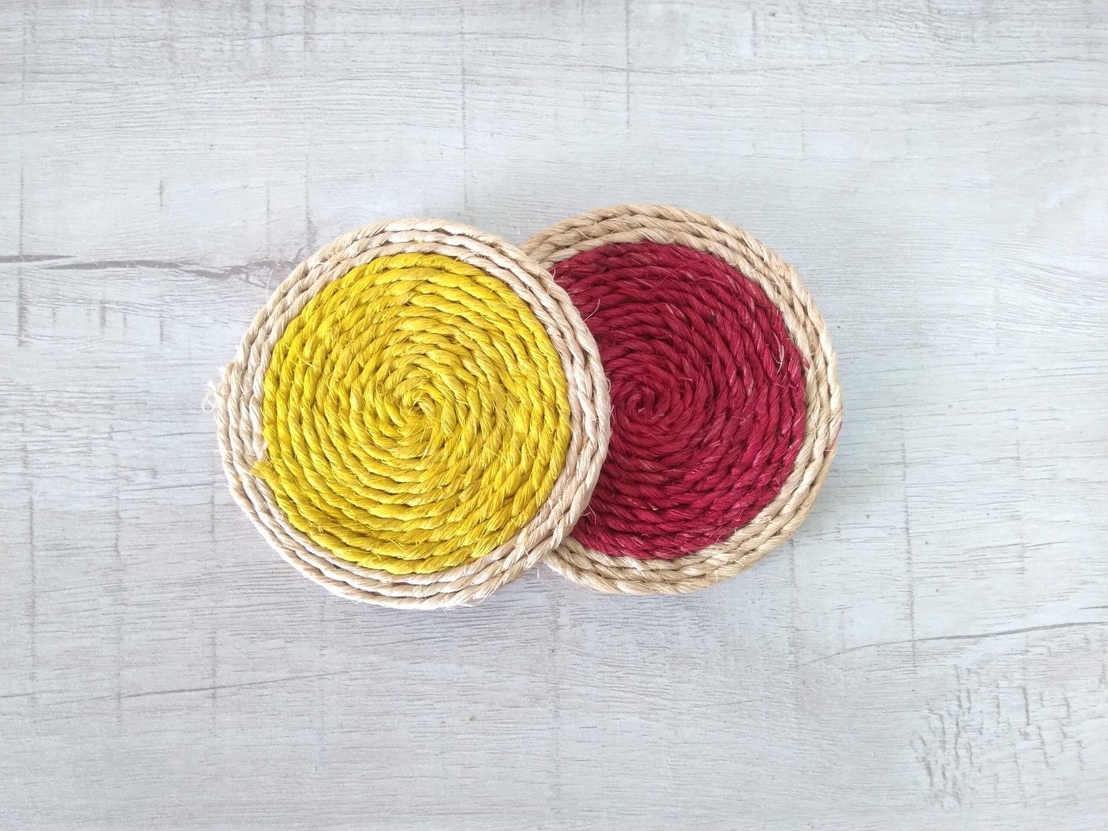 Tea Coaster Round Shape (Yellow+Red) - Image 3