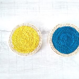 Tea Coaster Round Shape (Yellow+Blue)