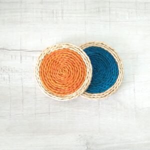 Tea Coaster Round Shape (Blue+Orange)