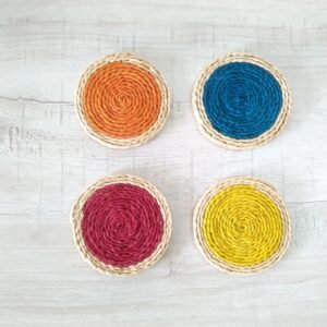 Tea Coaster Flower Shape Set of 4(Yellow,Blue,Red,Orange)