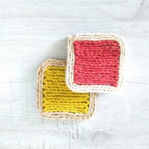 Tea Coaster Square Shape (Yellow+Red)