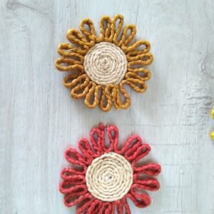 Tea Coaster Flower Shape (Golden+Red)