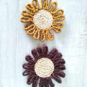 Tea Coaster Flower Shape (Golden+Chocolate)