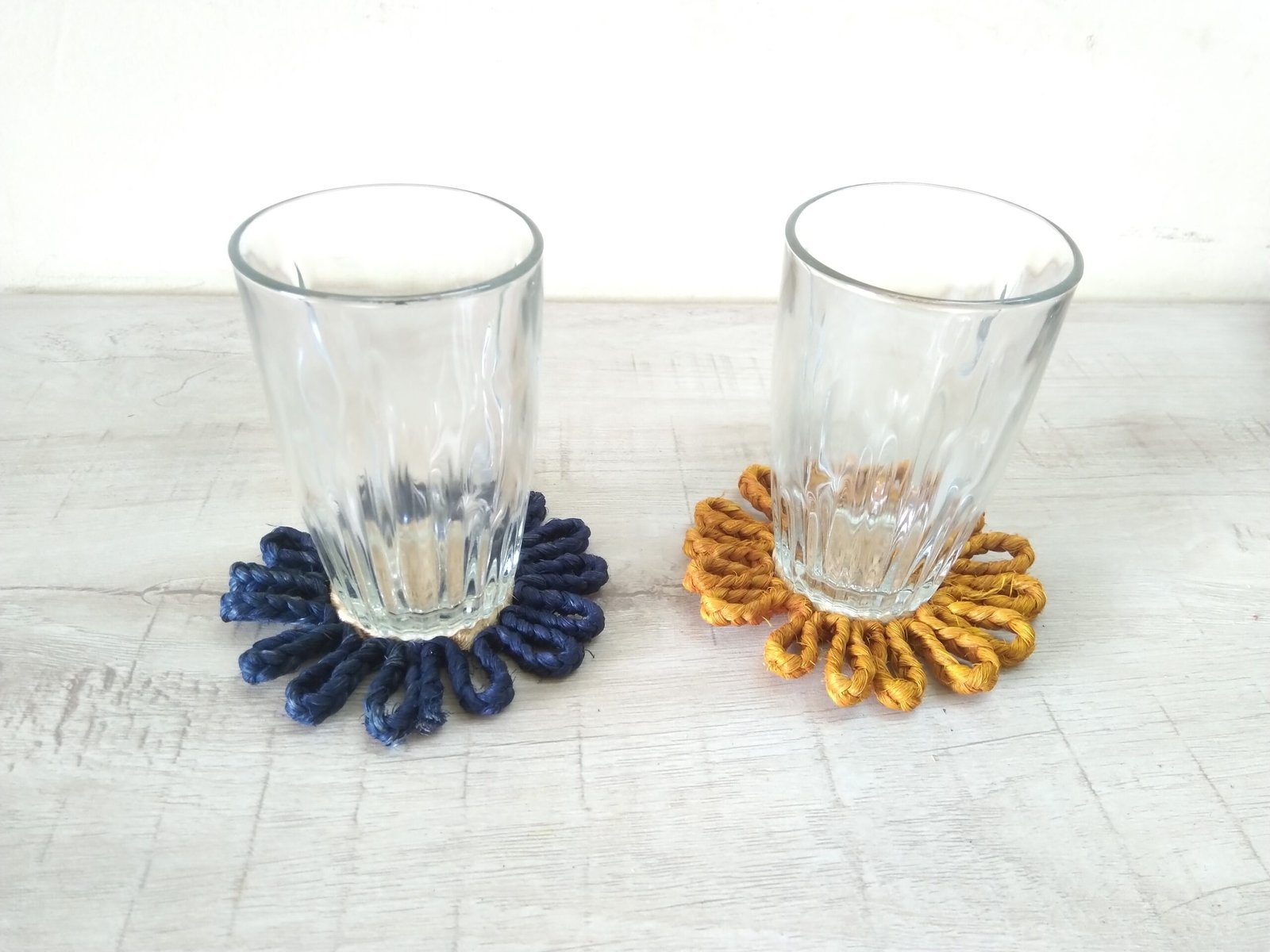 Tea Coaster Flower Shape Set of 4(Golden,Chocolate,Yellow,Navy Blue) - Image 5