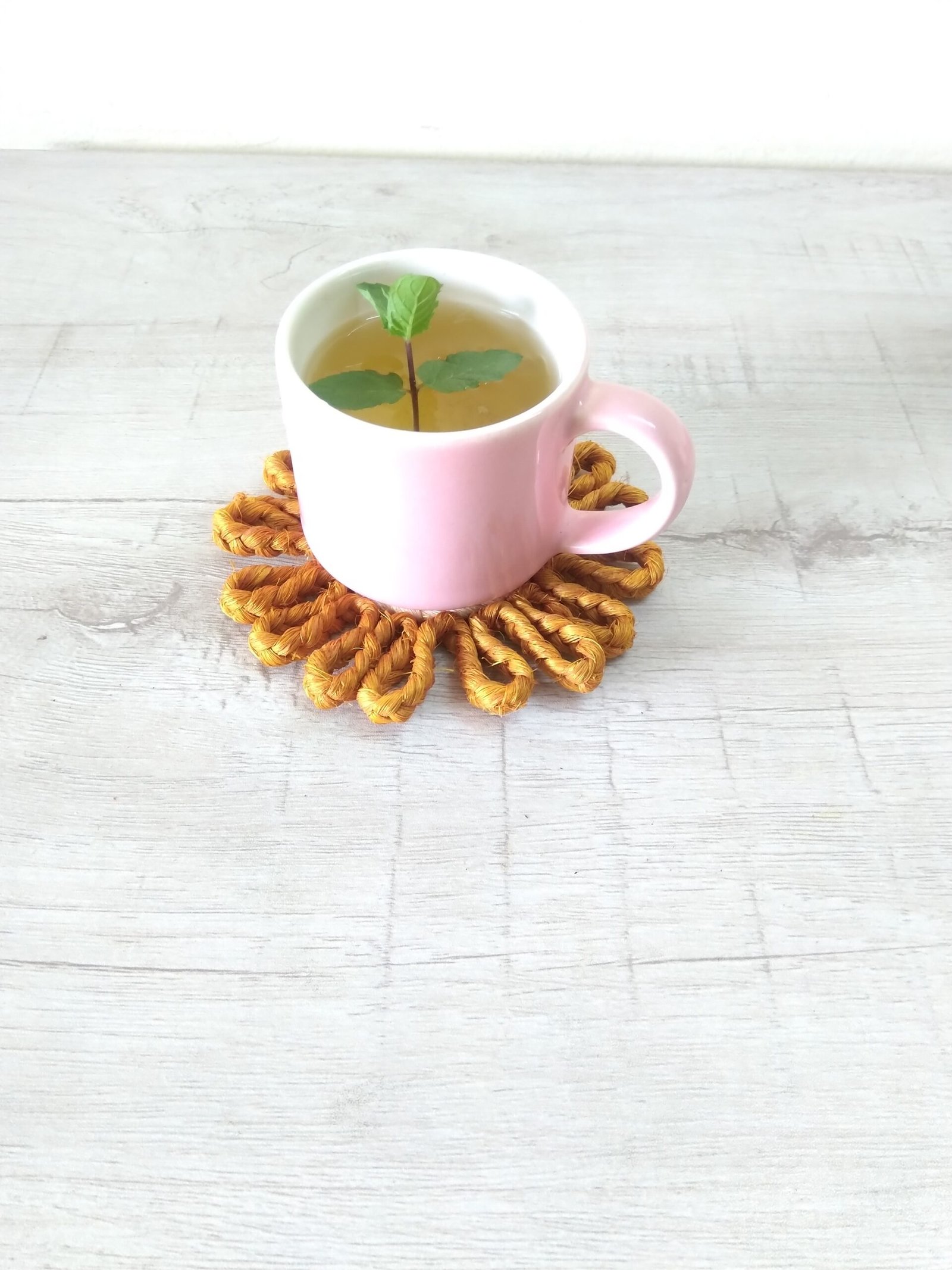 Tea Coaster Flower Shape Set of 4(Golden,Chocolate,Yellow,Navy Blue) - Image 4