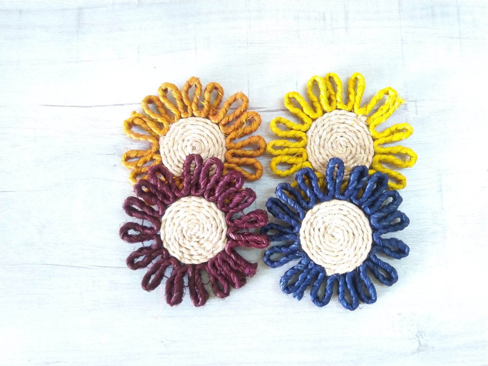 Tea Coaster Flower Shape Set of 4(Golden,Chocolate,Yellow,Navy Blue) - Image 2