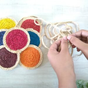 Tea Coaster Round Shape Set of 6 (Yellow,Blue,Red,Orange,Navy Blue,Hot Pink)